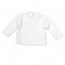 MC7096- White: Baby Girls White Knitted Cardigan (0-9 Months)